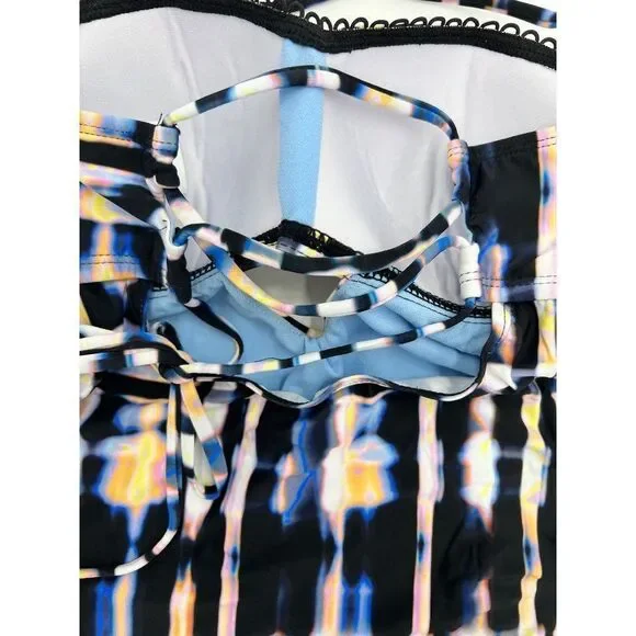 Lucky Brand Dye Print Sweetheart Neckline Strappy Tankini Top Multicolor Size XS
